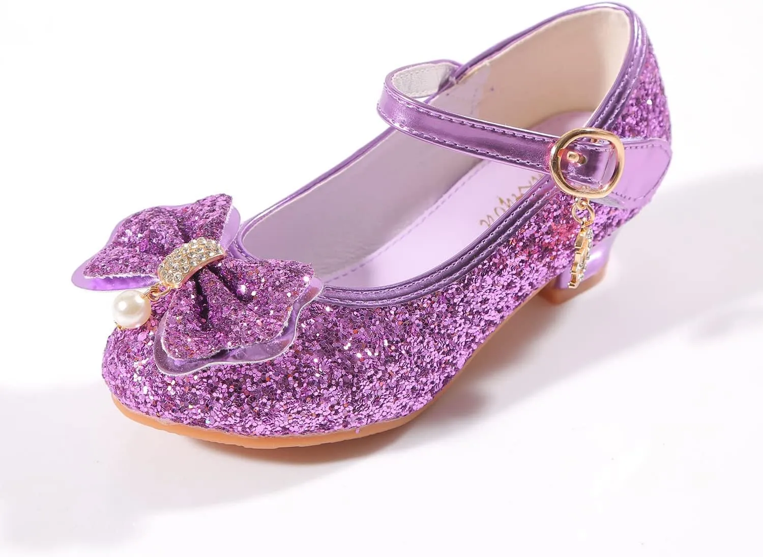 Girls Dress Shoes Adorable Sparkle Mary Jane Flats for Wedding Party