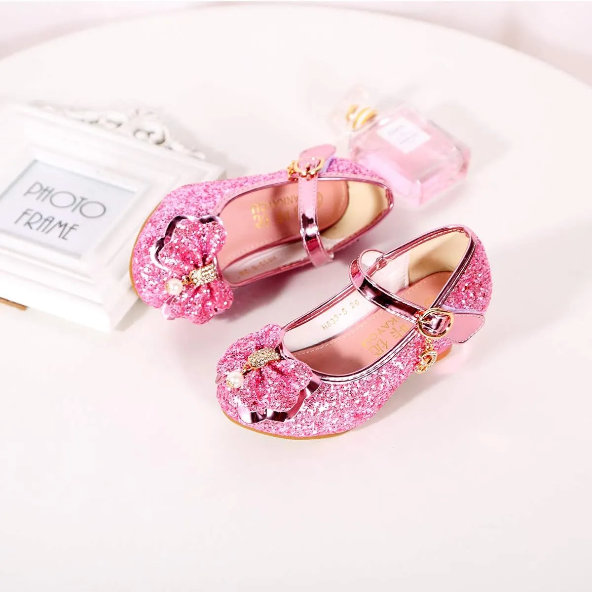 Girls Dress Shoes Adorable Sparkle Mary Jane Flats for Wedding Party