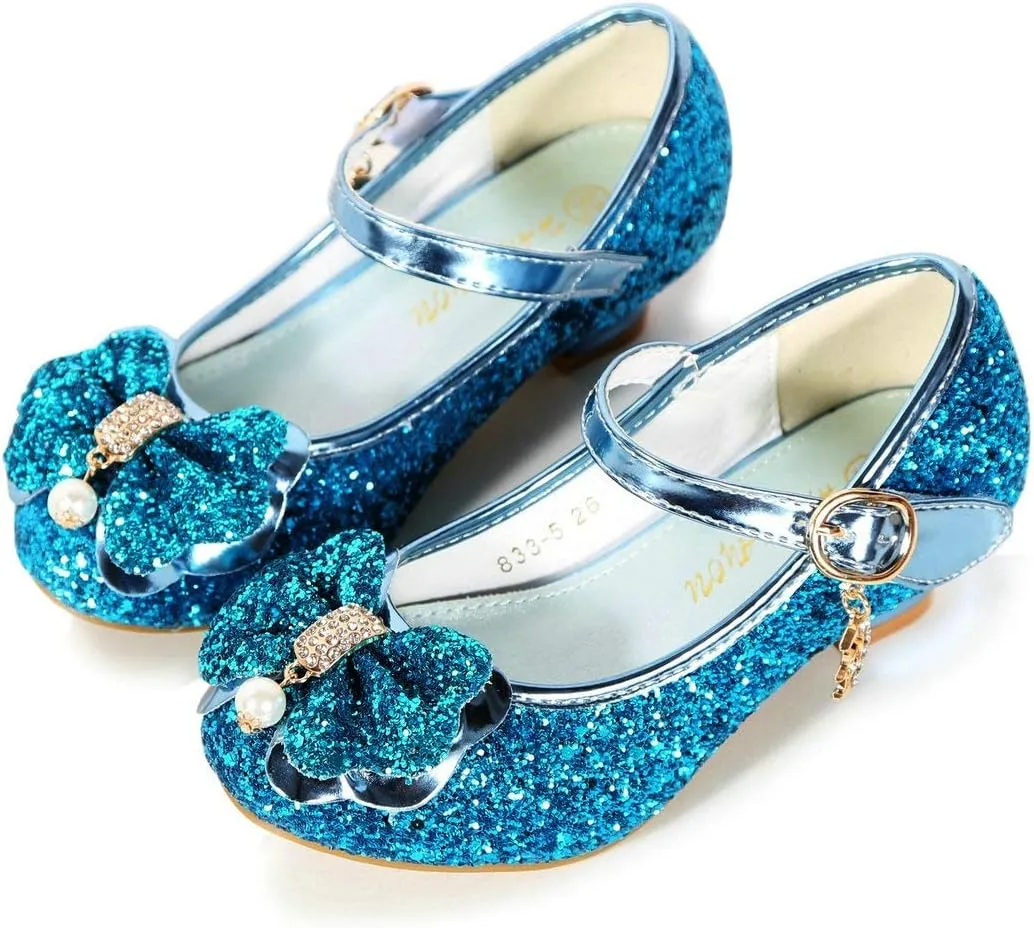 Girls Dress Shoes Adorable Sparkle Mary Jane Flats for Wedding Party