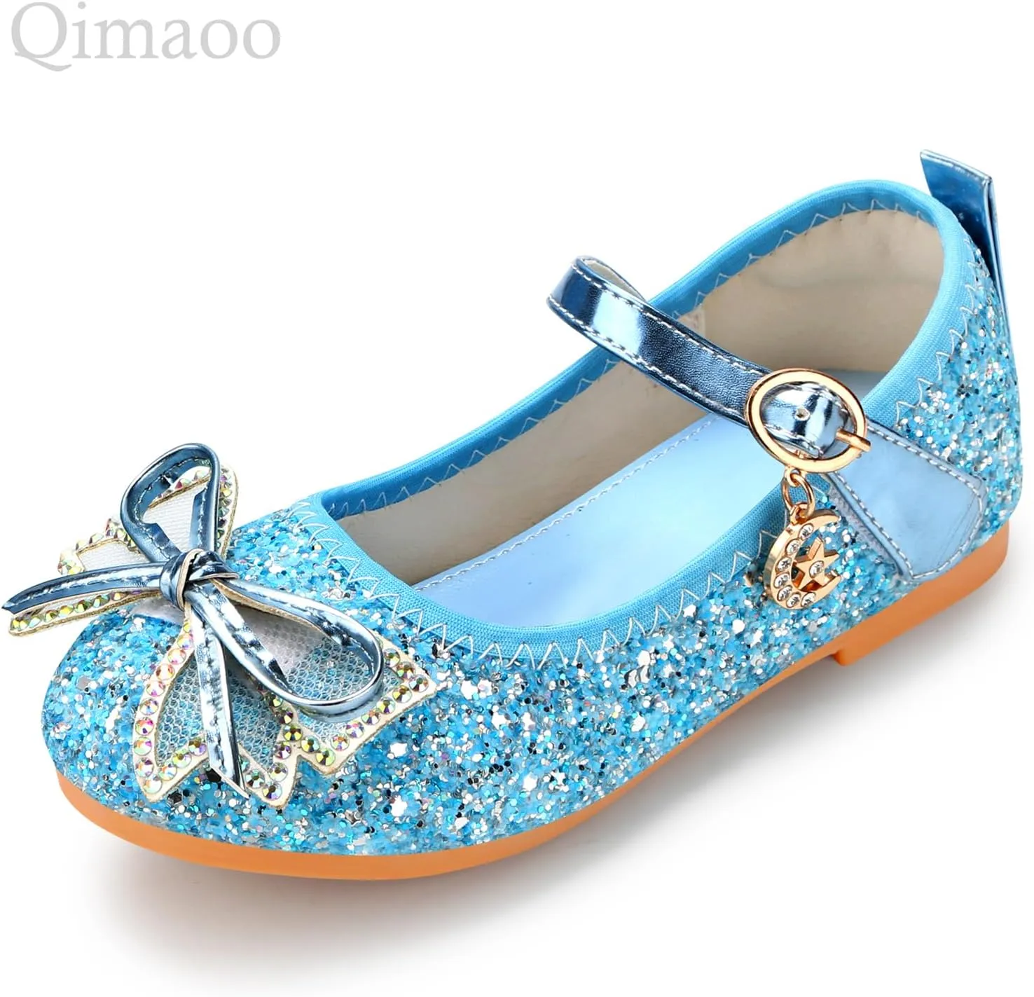 Girls Dress Shoes Mary Jane Princess Shoes Girls' Flats Glitter Low Heels Flower Wedding Party Footwear for Toddler Little/Big Kid