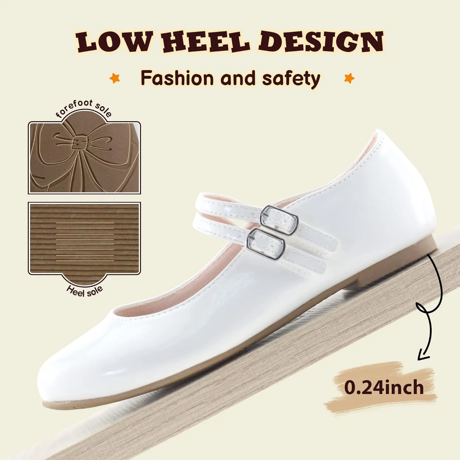 Girls Dress Shoes Mary Jane Shoes for Girls,Princess Ballet Flats Flower Girl Wedding Party School Shoes