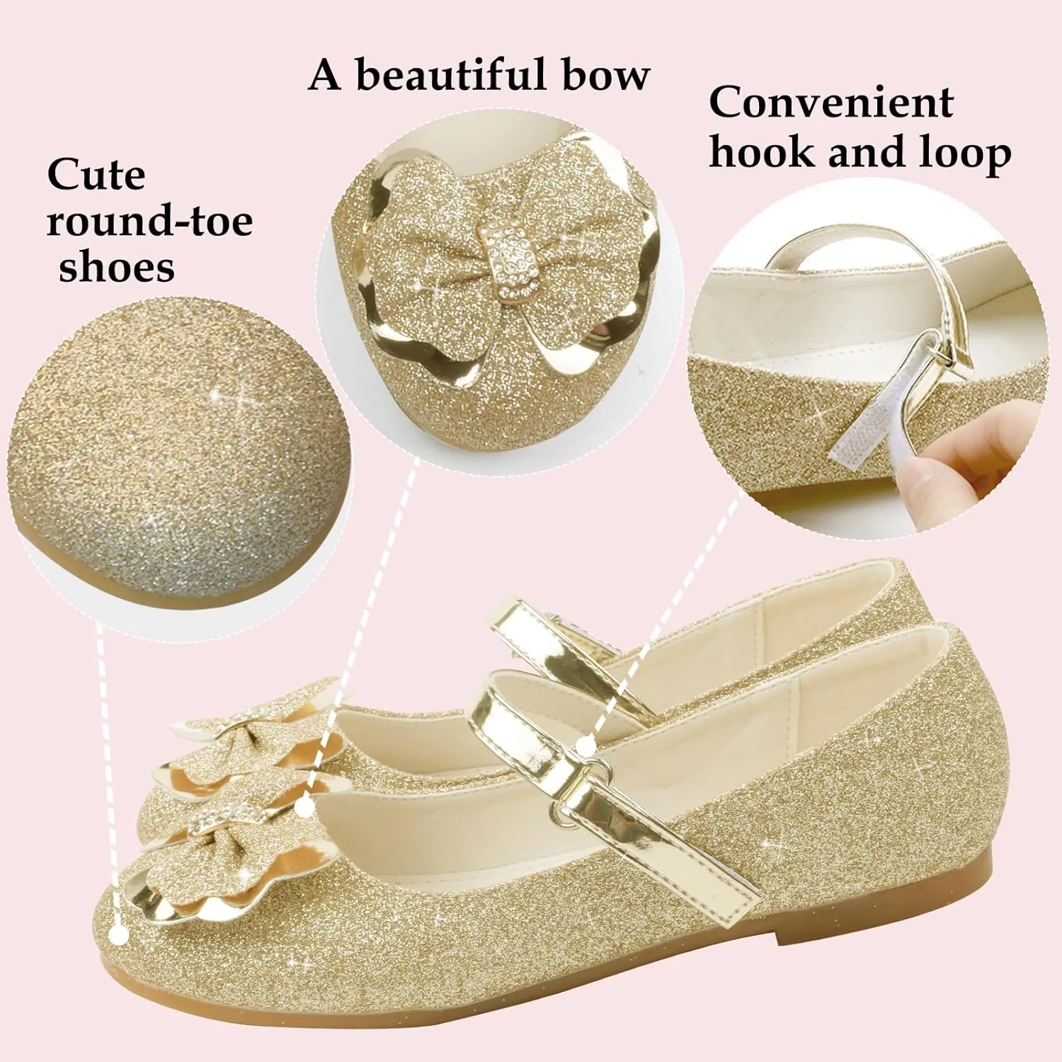 Girls Dress Shoes Mary Jane Shoes Low Heel Ballerina Flats Wedding Party School Shoes for Little/Big Kids