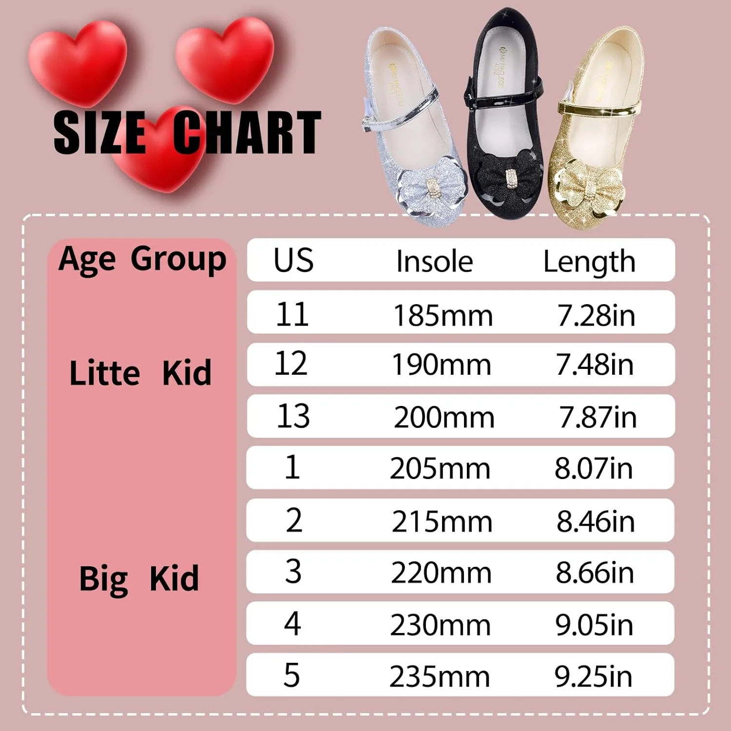Girls Dress Shoes Mary Jane Shoes Low Heel Ballerina Flats Wedding Party School Shoes for Little/Big Kids