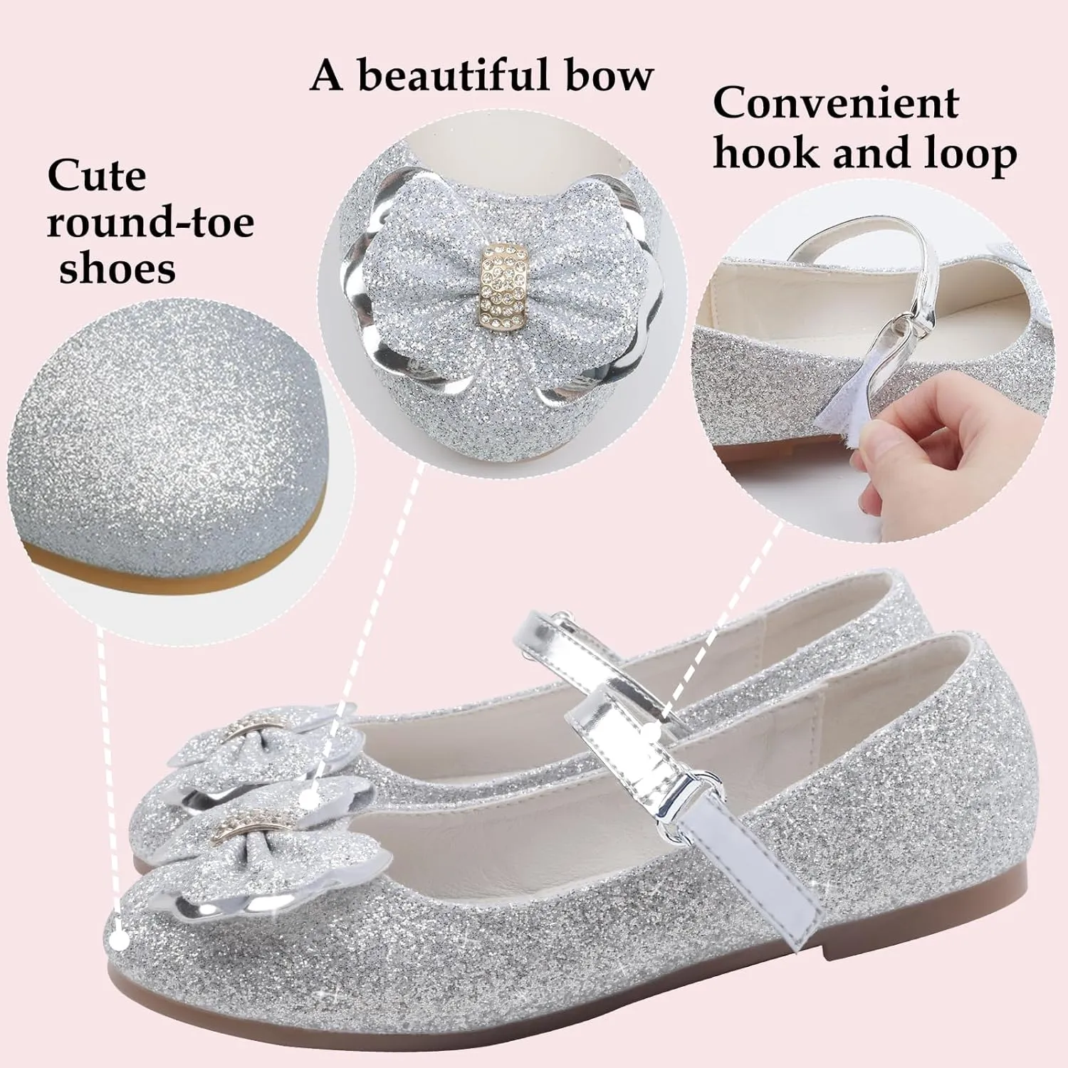 Girls Dress Shoes Mary Jane Shoes Low Heel Ballerina Flats Wedding Party School Shoes for Little/Big Kids