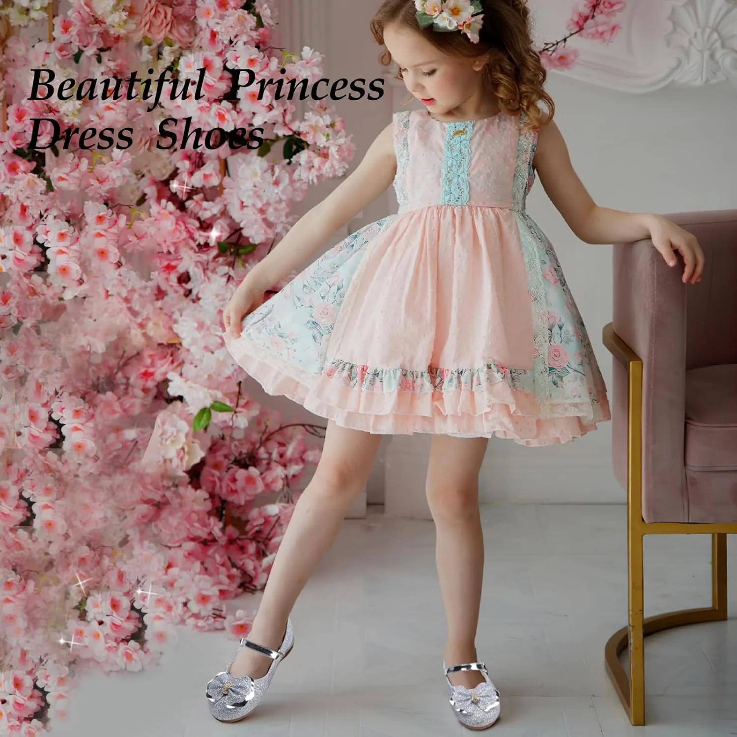 Girls Dress Shoes Mary Jane Shoes Low Heel Ballerina Flats Wedding Party School Shoes for Little/Big Kids