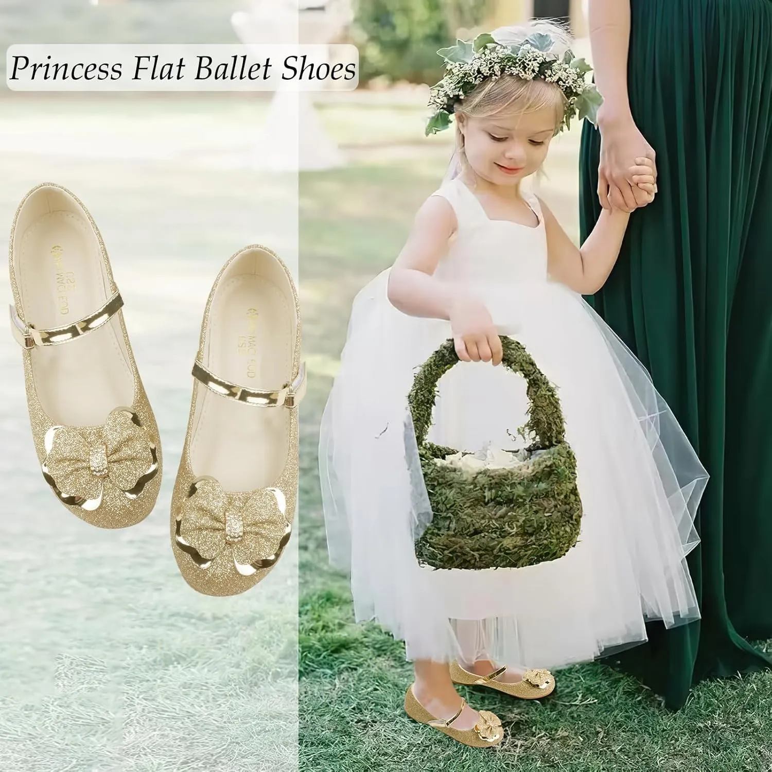 Girls Dress Shoes Mary Jane Shoes Low Heel Ballerina Flats Wedding Party School Shoes for Little/Big Kids