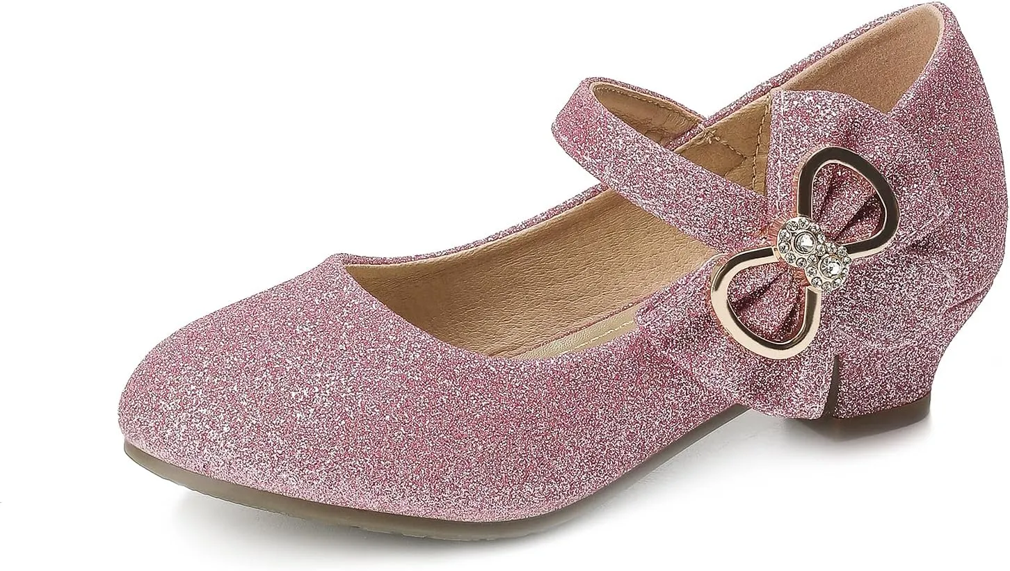 Girls Dress Shoes Toddler Princess Shoes Glitter Flower Little Girl Flats Mary Jane Heels for Party Wedding