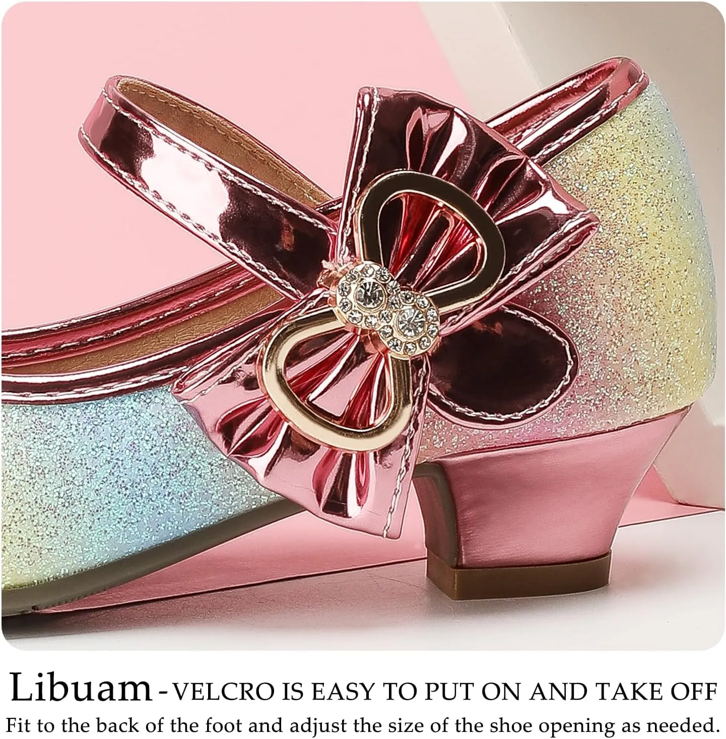 Girls Dress Shoes Toddler Princess Shoes Glitter Flower Little Girl Flats Mary Jane Heels for Party Wedding