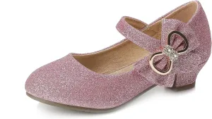 Girls Dress Shoes Toddler Princess Shoes Glitter Flower Little Girl Flats Mary Jane Heels for Party Wedding