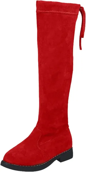Girls Dressy Knee High Riding Boots Comfy Chunky Low Heel Hiking Booties with Side Zip Casual Outdoor Winter Boots