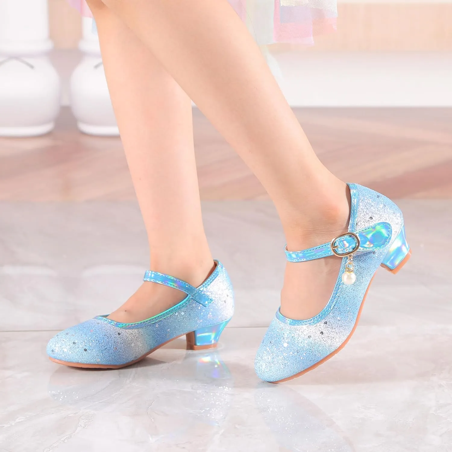 Girls Flats Sparkle Party Mary Jane Princess Dress Shoes