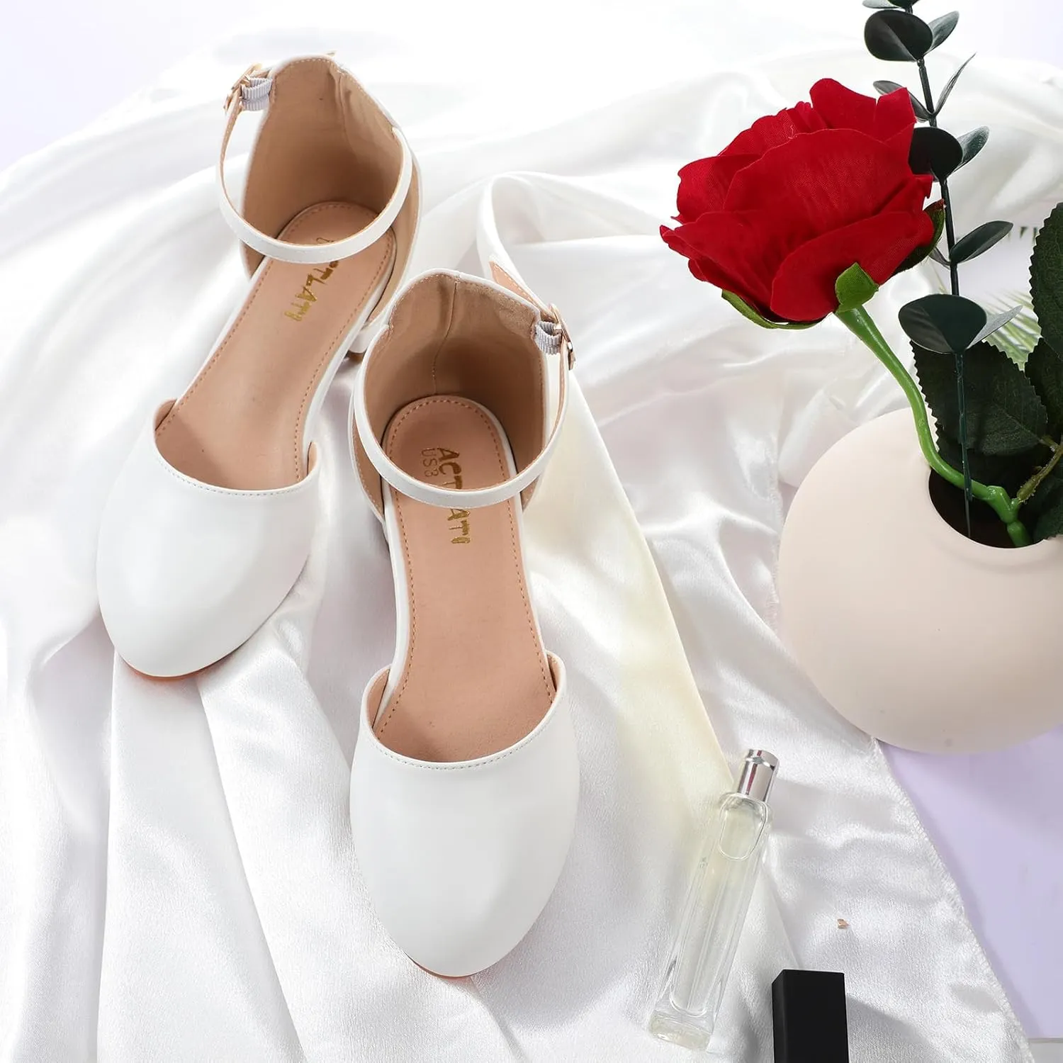 Girls Glitter Dress Shoes - Closed Toe Chunky High Heels with Ankle Strap for Weddings, Parties, and Special Occasions (Big Kid)