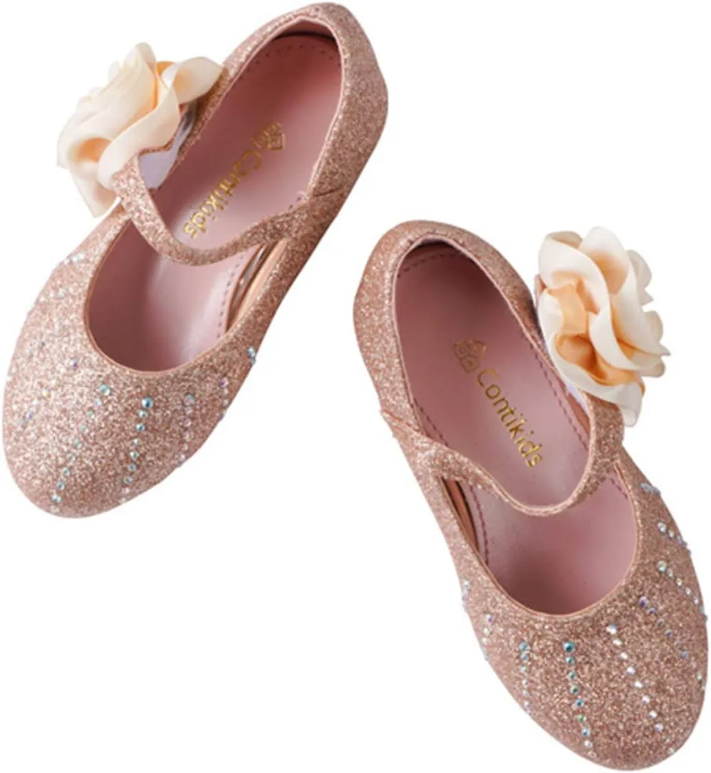 Girls Glitter Mary Jane Sparkle Princess Party Dress Shoes