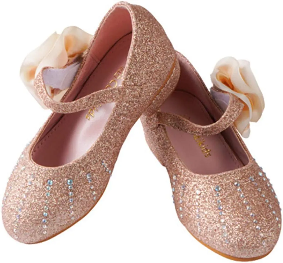 Girls Glitter Mary Jane Sparkle Princess Party Dress Shoes
