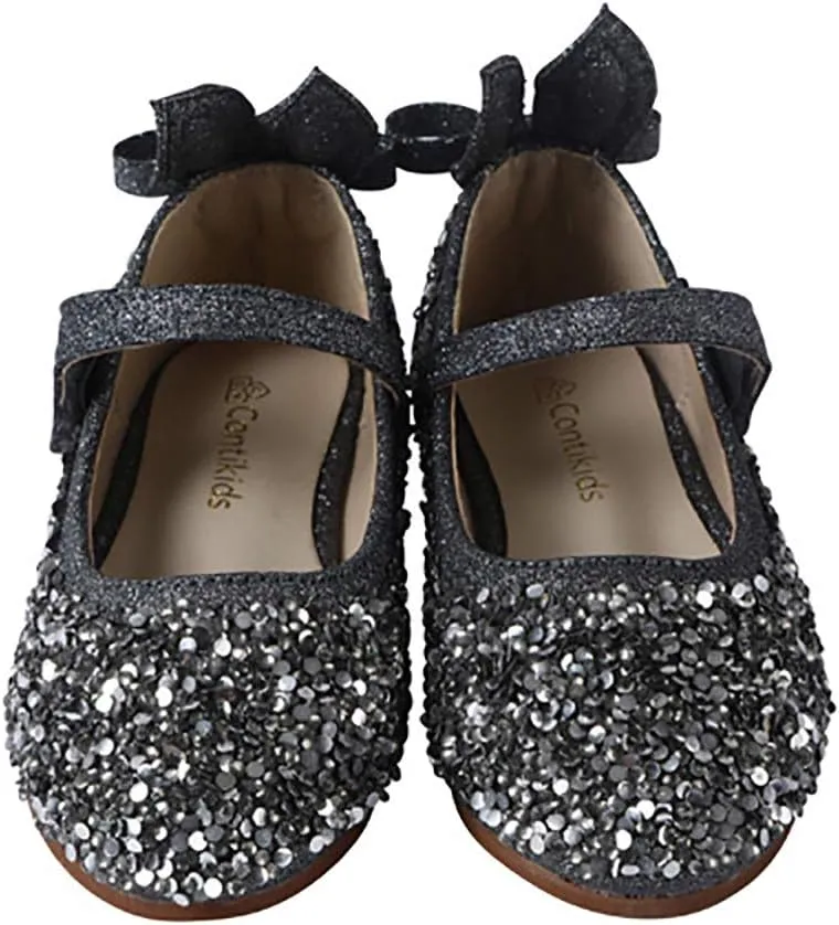 Girls Glitter Mary Jane Sparkle Princess Party Dress Shoes