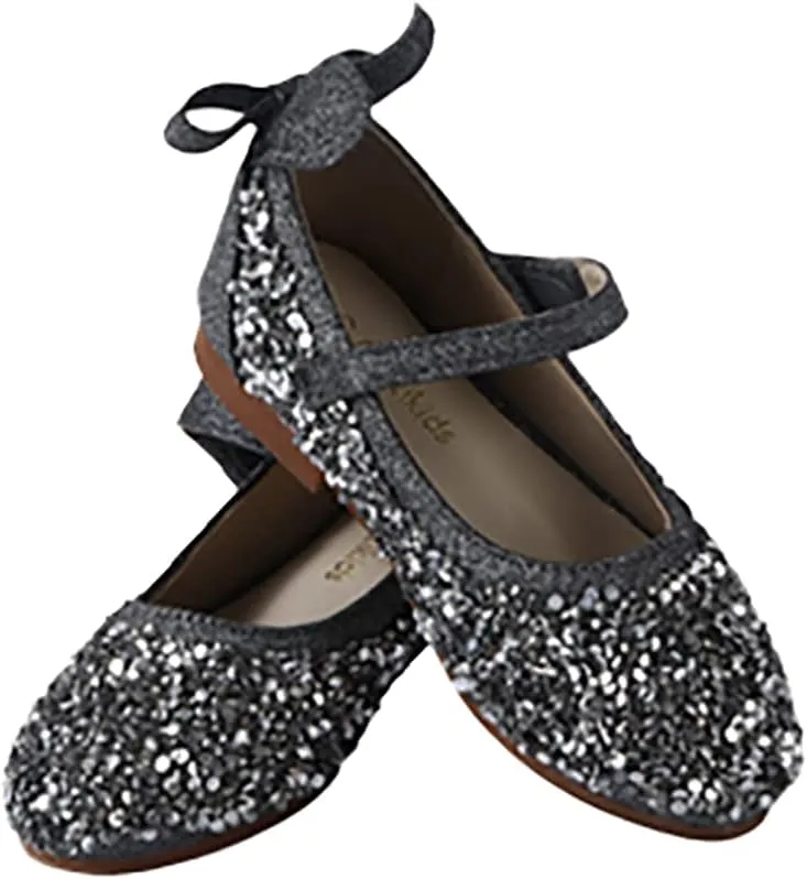 Girls Glitter Mary Jane Sparkle Princess Party Dress Shoes