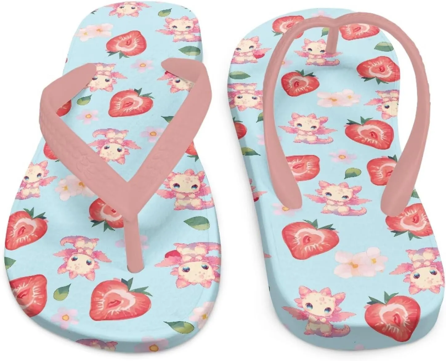 Girls Kids Beach Flip Flops Children's Flip Flops Basic Non-Slip Sole Sandals Pink Straps