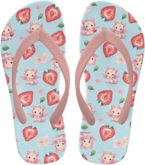 Girls Kids Beach Flip Flops Children's Flip Flops Basic Non-Slip Sole Sandals Pink Straps