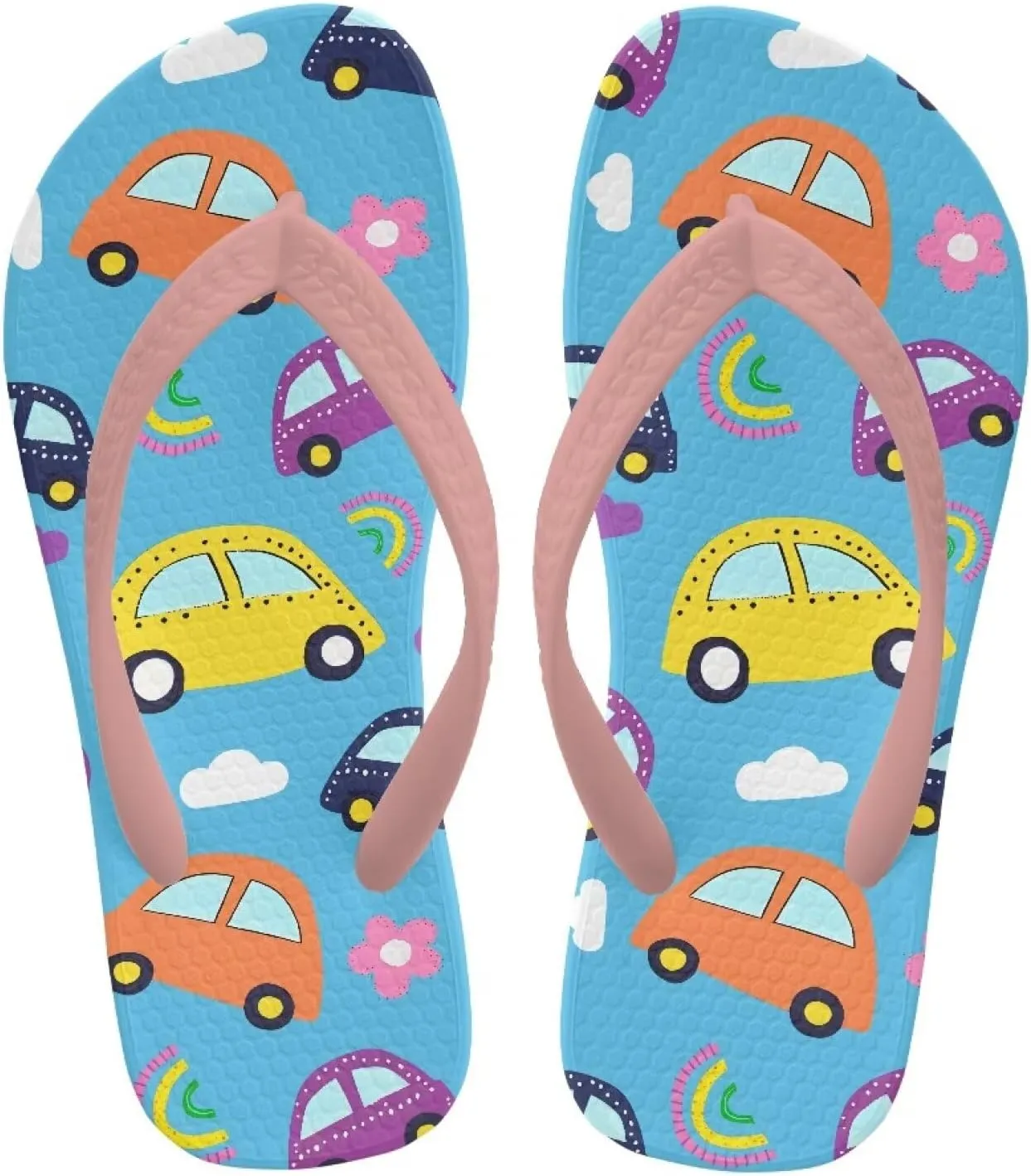 Girls Kids Beach Flip Flops Children's Flip Flops Basic Non-Slip Sole Sandals Pink Straps