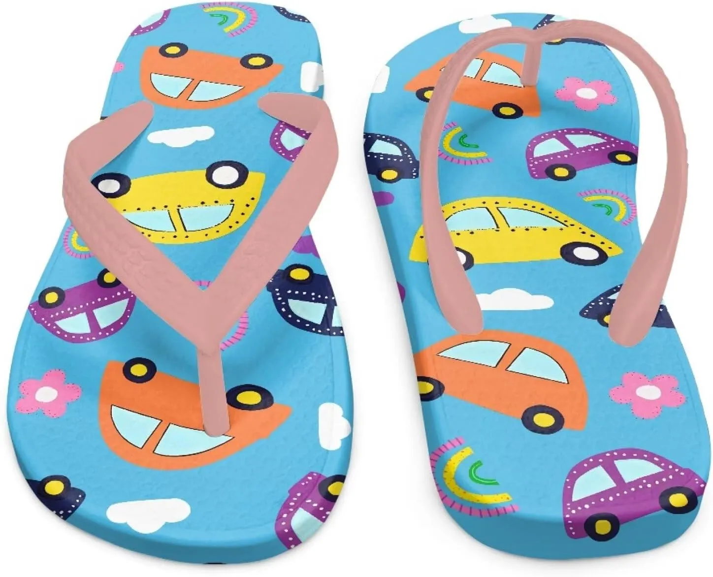 Girls Kids Beach Flip Flops Children's Flip Flops Basic Non-Slip Sole Sandals Pink Straps