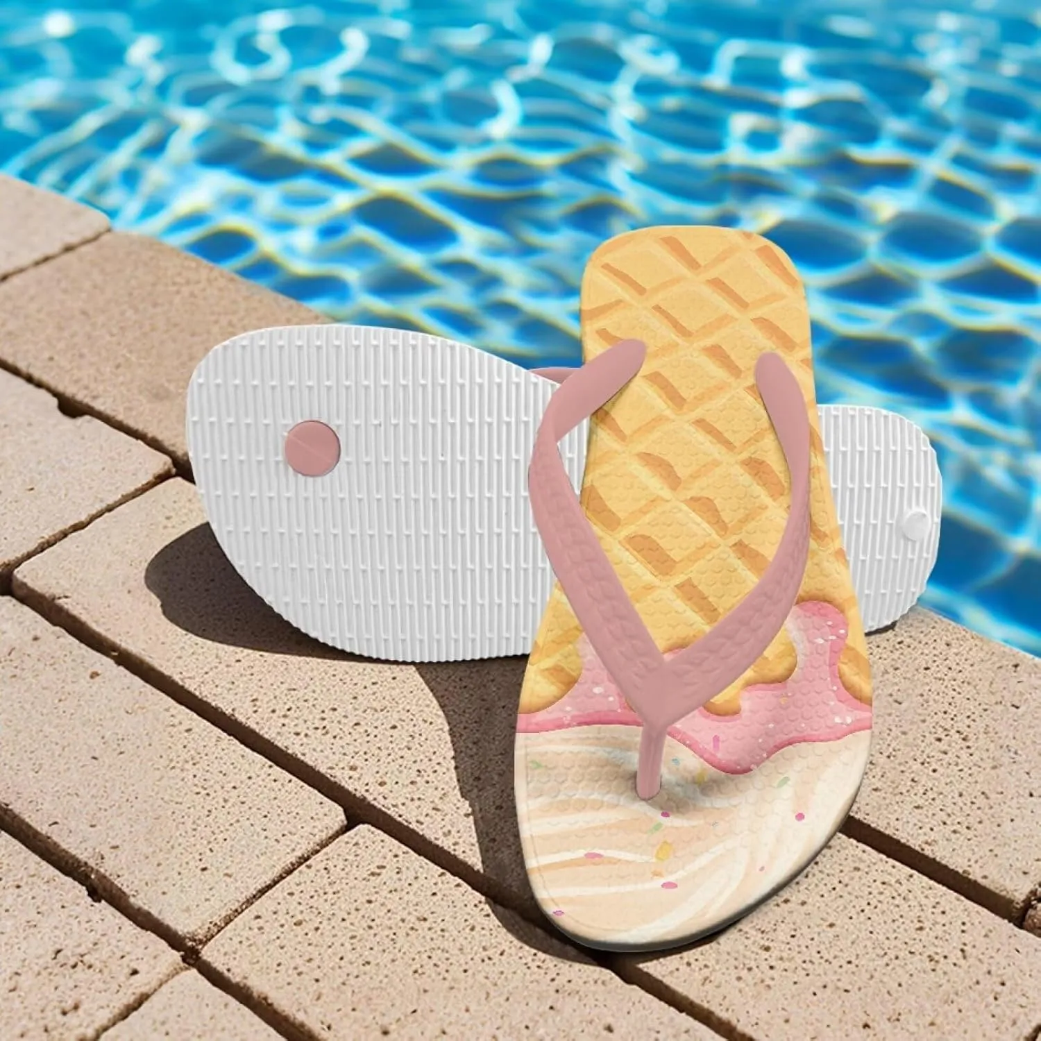 Girls Kids Beach Flip Flops Children's Flip Flops Basic Non-Slip Sole Sandals Pink Straps