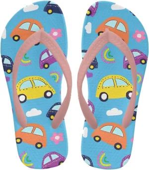 Girls Kids Beach Flip Flops Children's Flip Flops Basic Non-Slip Sole Sandals Pink Straps