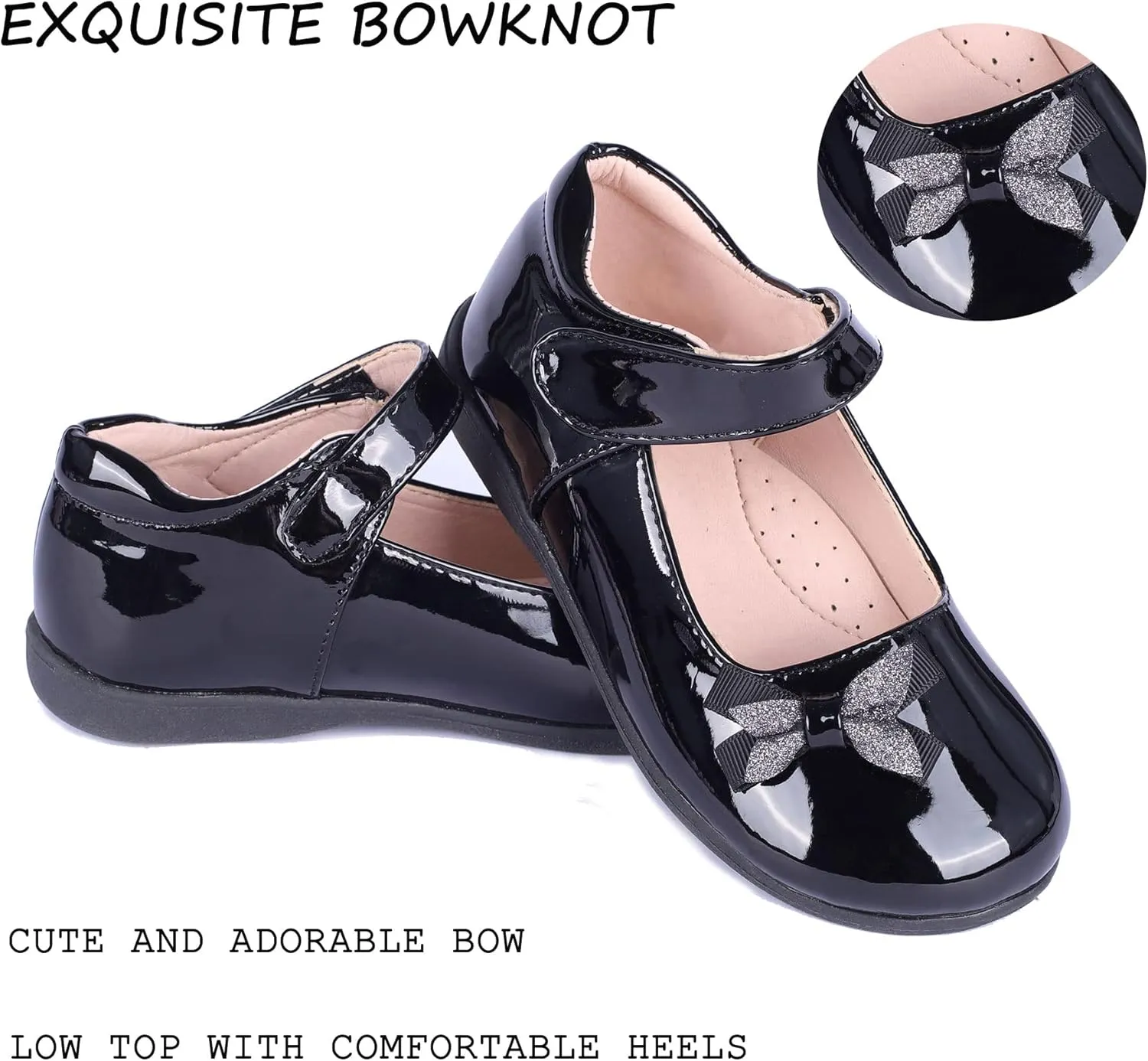 Girls Mary Jane Strap School Uniform Dress Flat Ballet Shoes