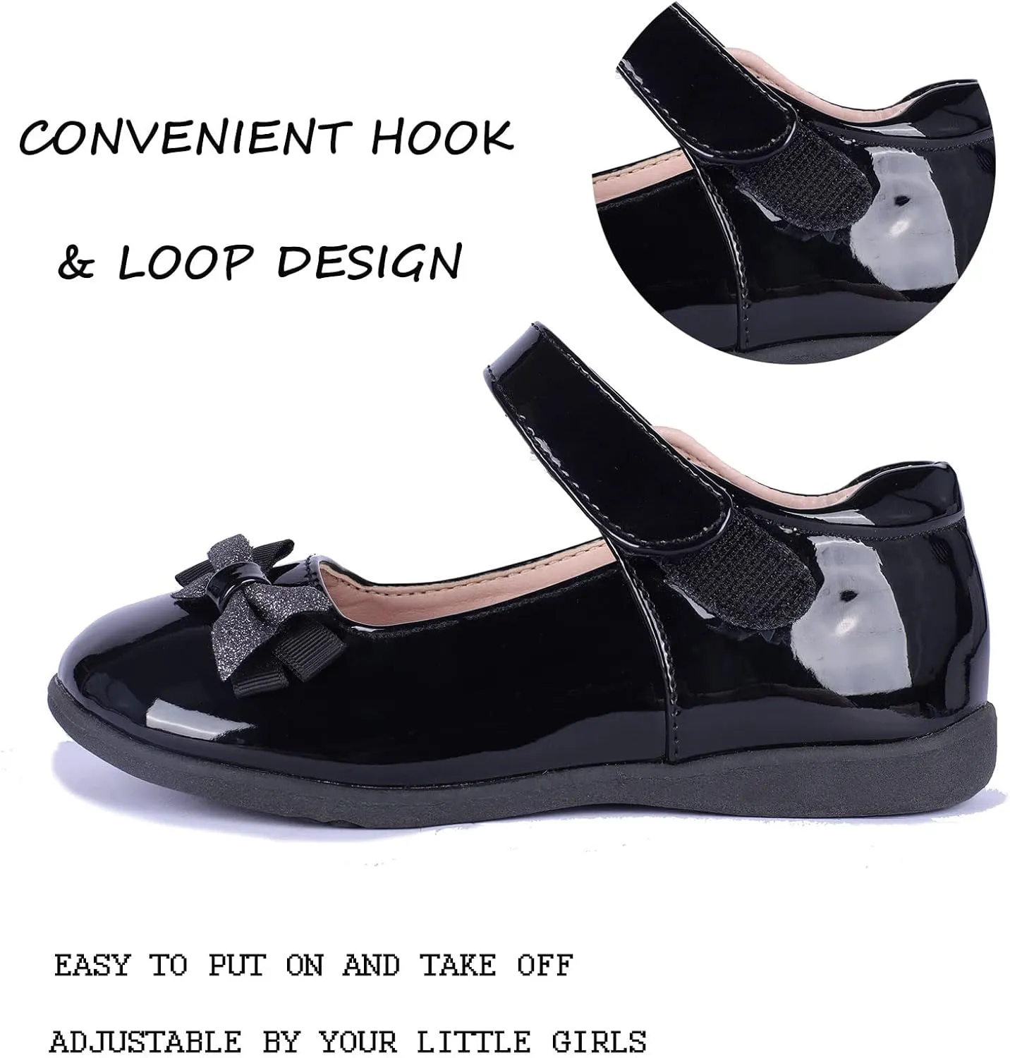 Girls Mary Jane Strap School Uniform Dress Flat Ballet Shoes