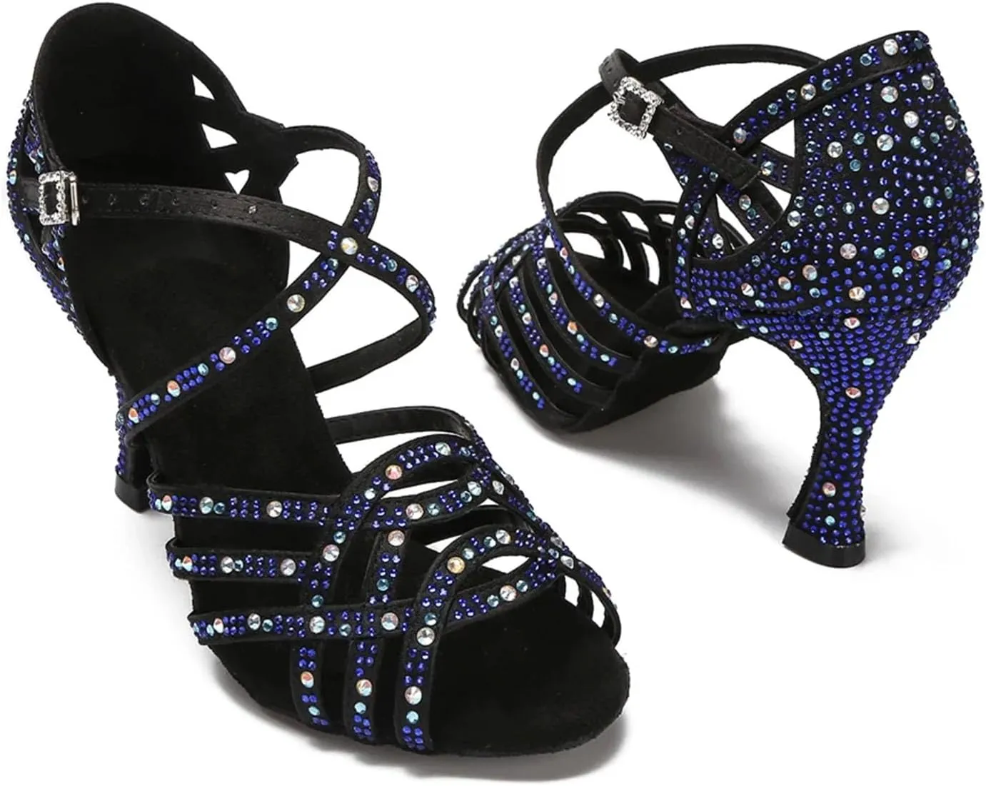 Girls Sapphire-Toned Bridal Sandals - Satin Laces with Elastic Inserts for Youthful Weddings (6CM/2.36")