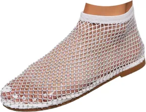 Glittery Stretchy Net Shoes Women Ultra Comfortable Shiny Gem Mesh Flats Sparkle Shoe