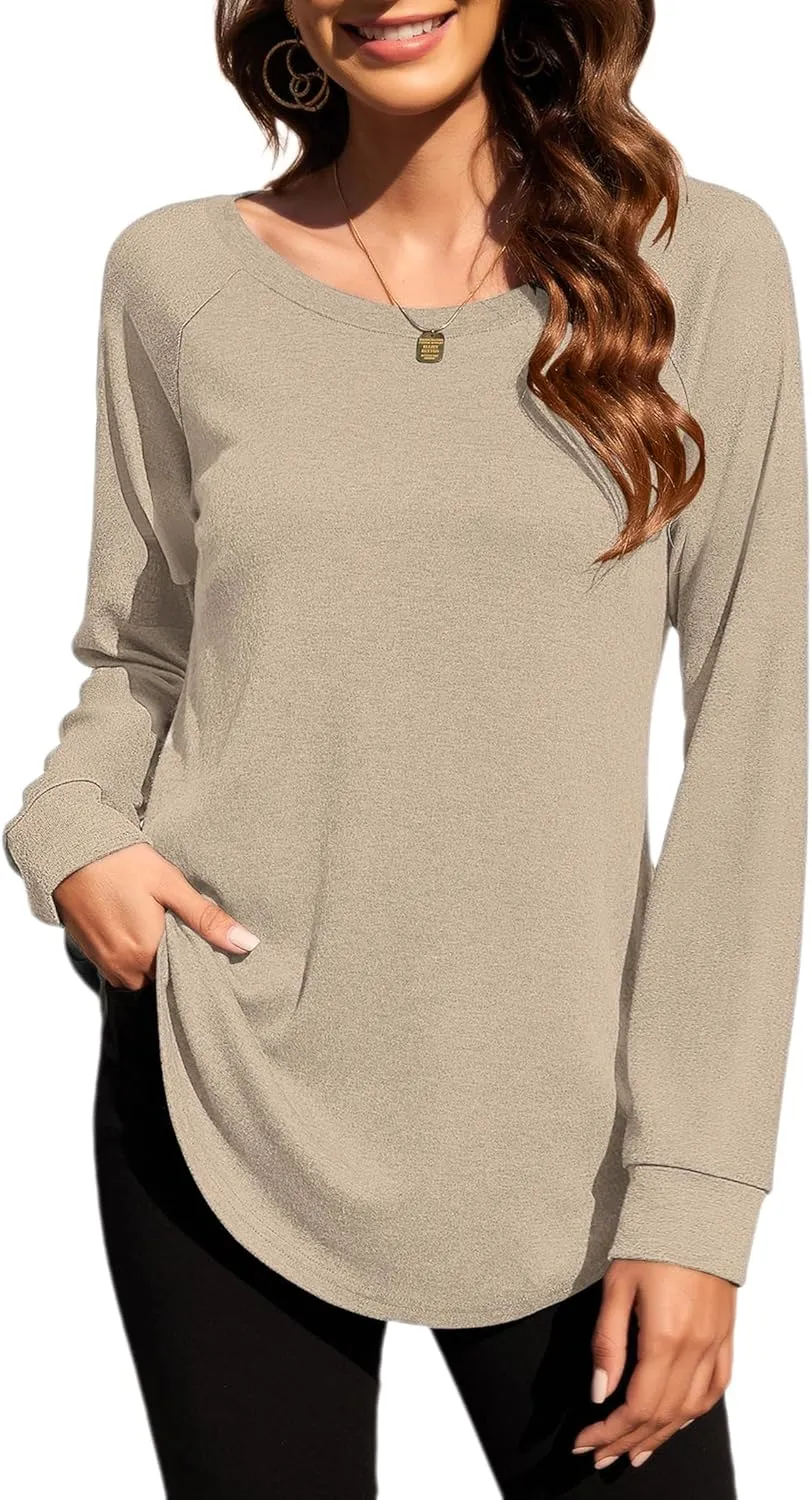 Halife Women's Lightweight Color Block Long Sleeve Loose Fit Pullover Sweatshirts Tunics Tops Shirts
