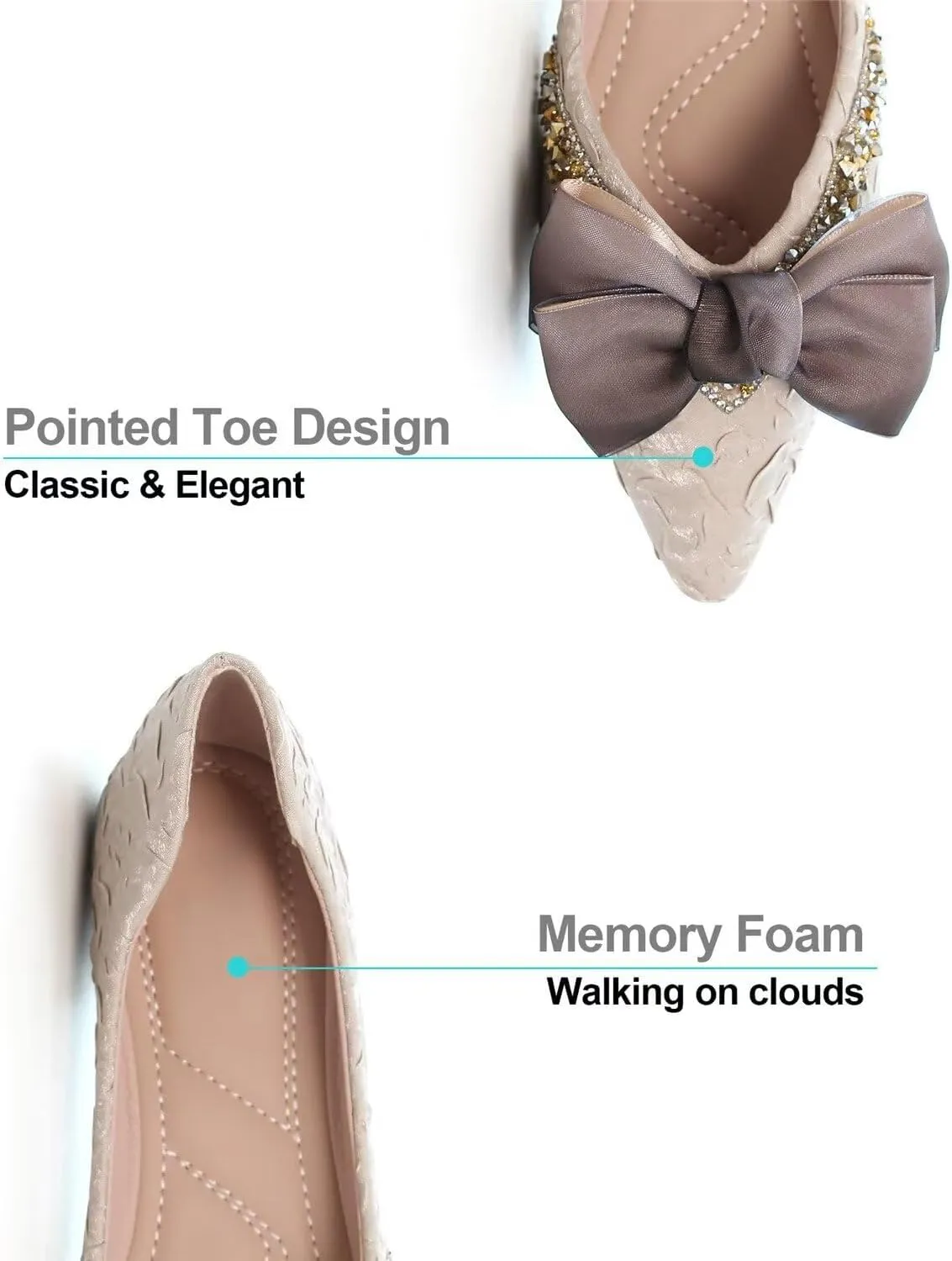 Hee grand Flats for Women Bowknot Mary Jane Shoes Square Toe Ankle Strap Ballet Flats Shiny Patent Leather Dress Shoes Comfortable Work Shoes