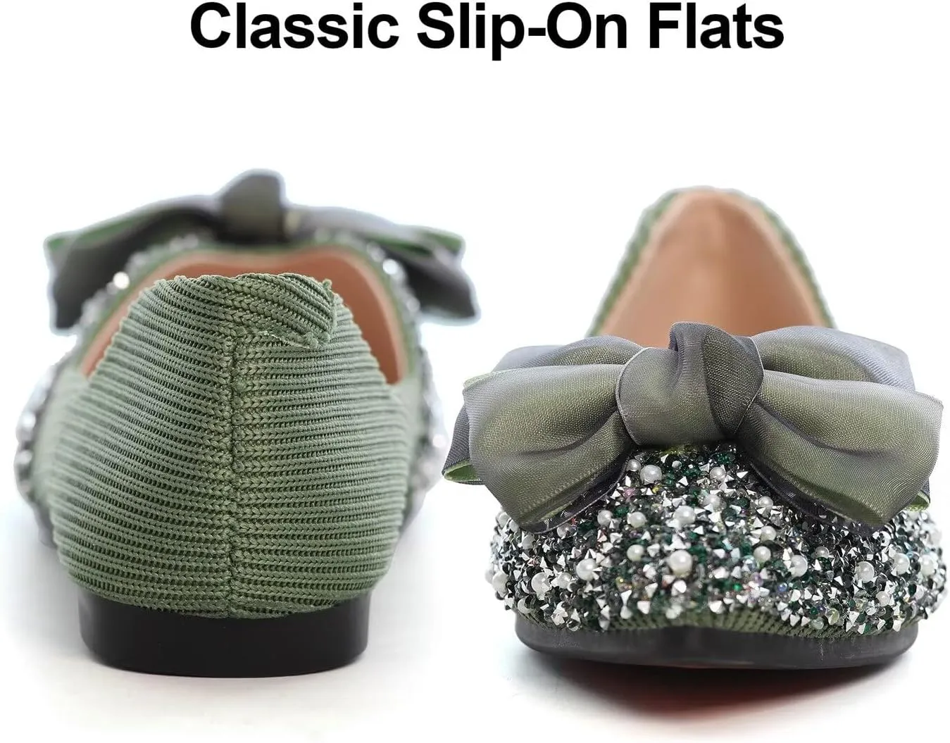 Hee grand Flats for Women Bowknot Mary Jane Shoes Square Toe Ankle Strap Ballet Flats Shiny Patent Leather Dress Shoes Comfortable Work Shoes