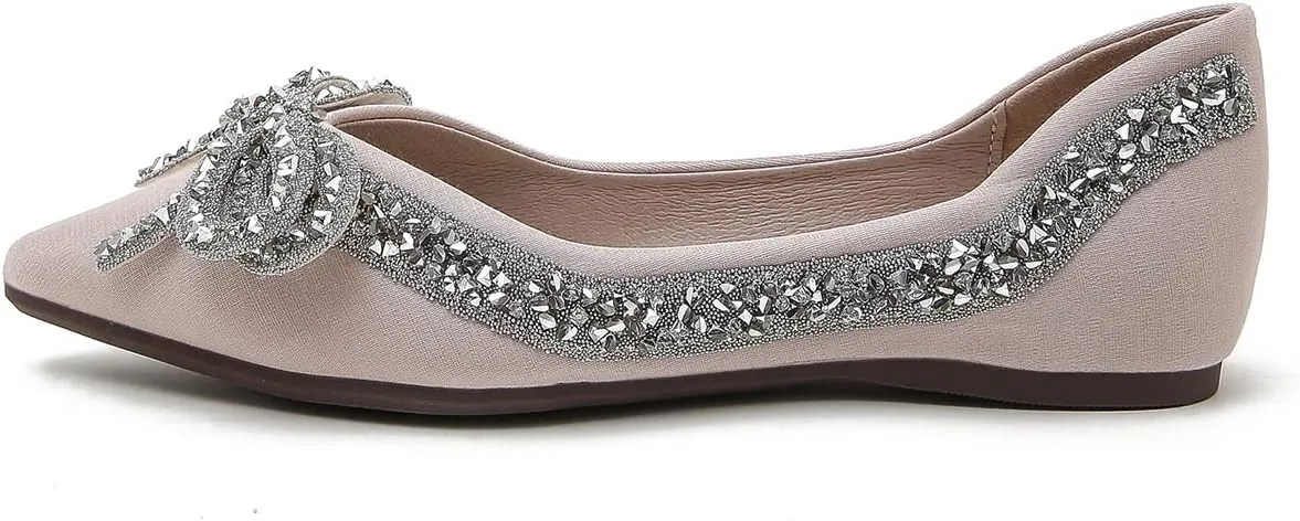 Hee grand Flats for Women Bowknot Mary Jane Shoes Square Toe Ankle Strap Ballet Flats Shiny Patent Leather Dress Shoes Comfortable Work Shoes