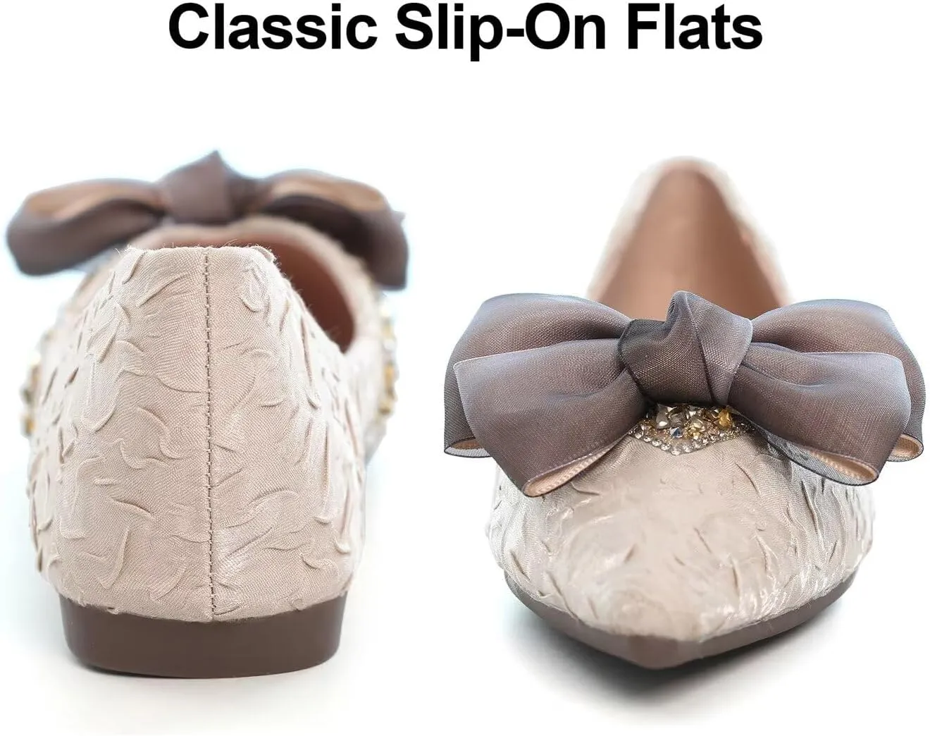 Hee grand Flats for Women Bowknot Mary Jane Shoes Square Toe Ankle Strap Ballet Flats Shiny Patent Leather Dress Shoes Comfortable Work Shoes