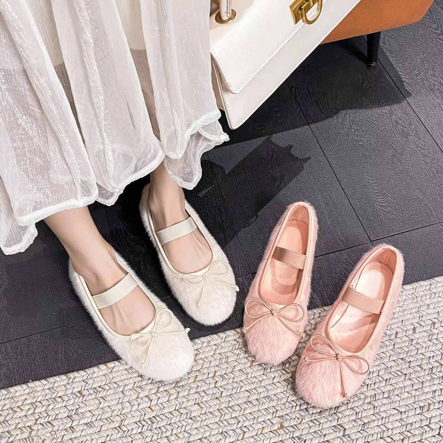 Hee grand Women's Mary Jane Shoes Satin Round Toe Ballerina Flats Fashion Sparkling Rhinestones Dress Shoes Comfort Dancing Shoes