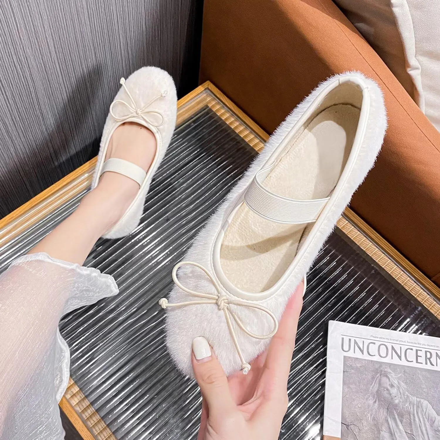 Hee grand Women's Mary Jane Shoes Satin Round Toe Ballerina Flats Fashion Sparkling Rhinestones Dress Shoes Comfort Dancing Shoes