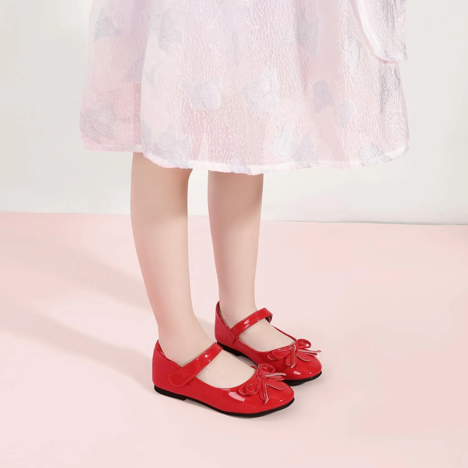 Hehainom Girls Dress Shoes, Flower Toddler/Little Kid Girl Shoes, Bowknot Mary Jane Ballerina Flat Shoes for School Party