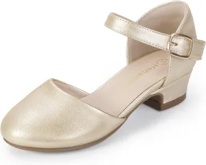 Hehainom Girls Dress Shoes Toddler Closed Toe Flower Girl Heels for Party Wedding Princess Shoes
