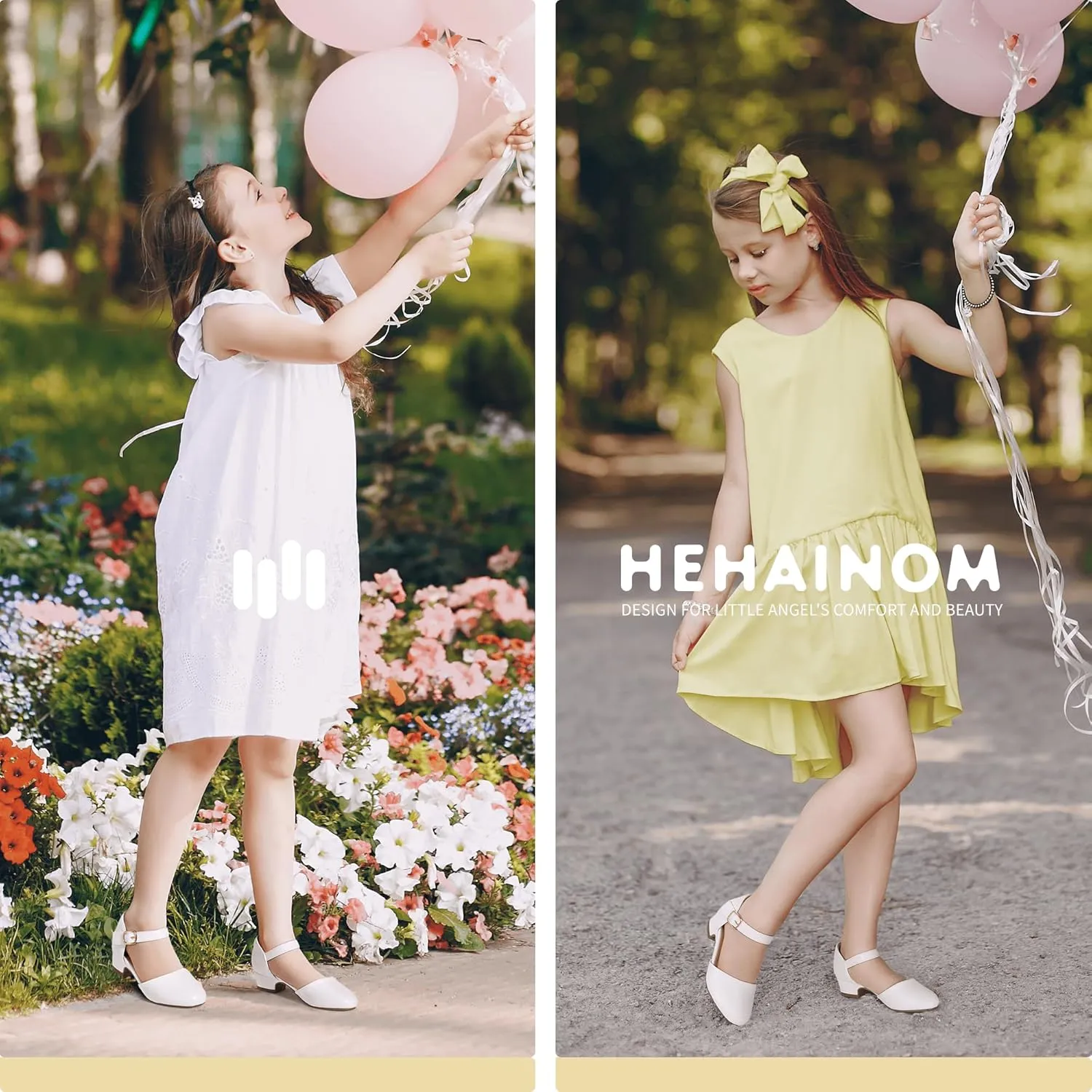 Hehainom Girls Dress Shoes Toddler Closed Toe Flower Girl Heels for Party Wedding Princess Shoes