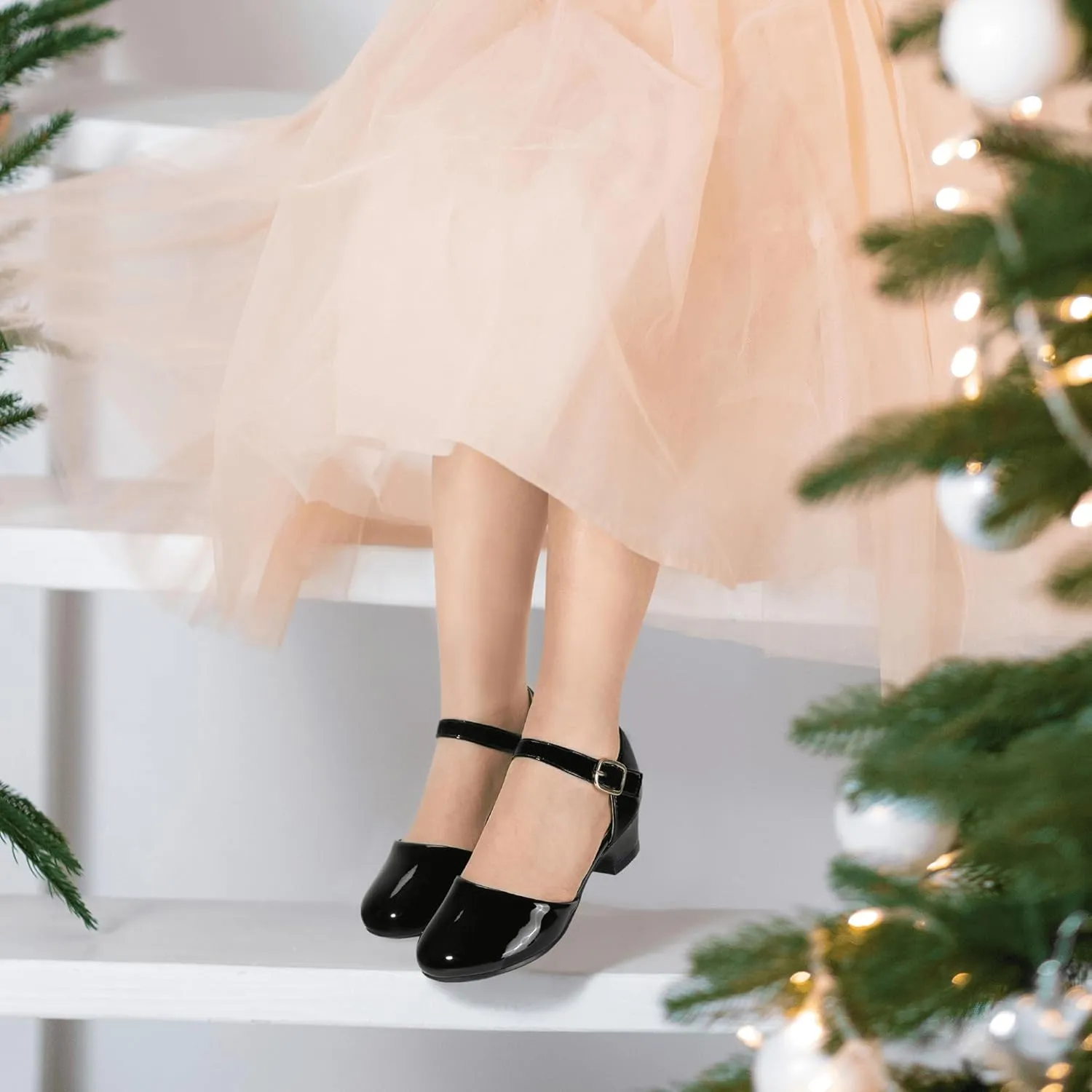 Hehainom Girls Dress Shoes Toddler Closed Toe Flower Girl Heels for Party Wedding Princess Shoes
