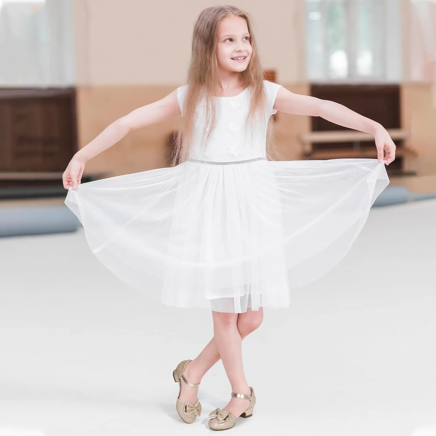 Hehainom Girls Dress Shoes Toddler Closed Toe Flower Girl Heels for Party Wedding Princess Shoes