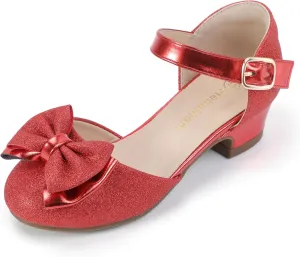 Hehainom Girls Dress Shoes Toddler Closed Toe Flower Girl Heels for Party Wedding Princess Shoes