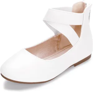 Hehainom Girls Dress Shoes Toddler Little Kids Gracy Ballet Mary Jane Ballerina Flats with Elastic Ankle Strap