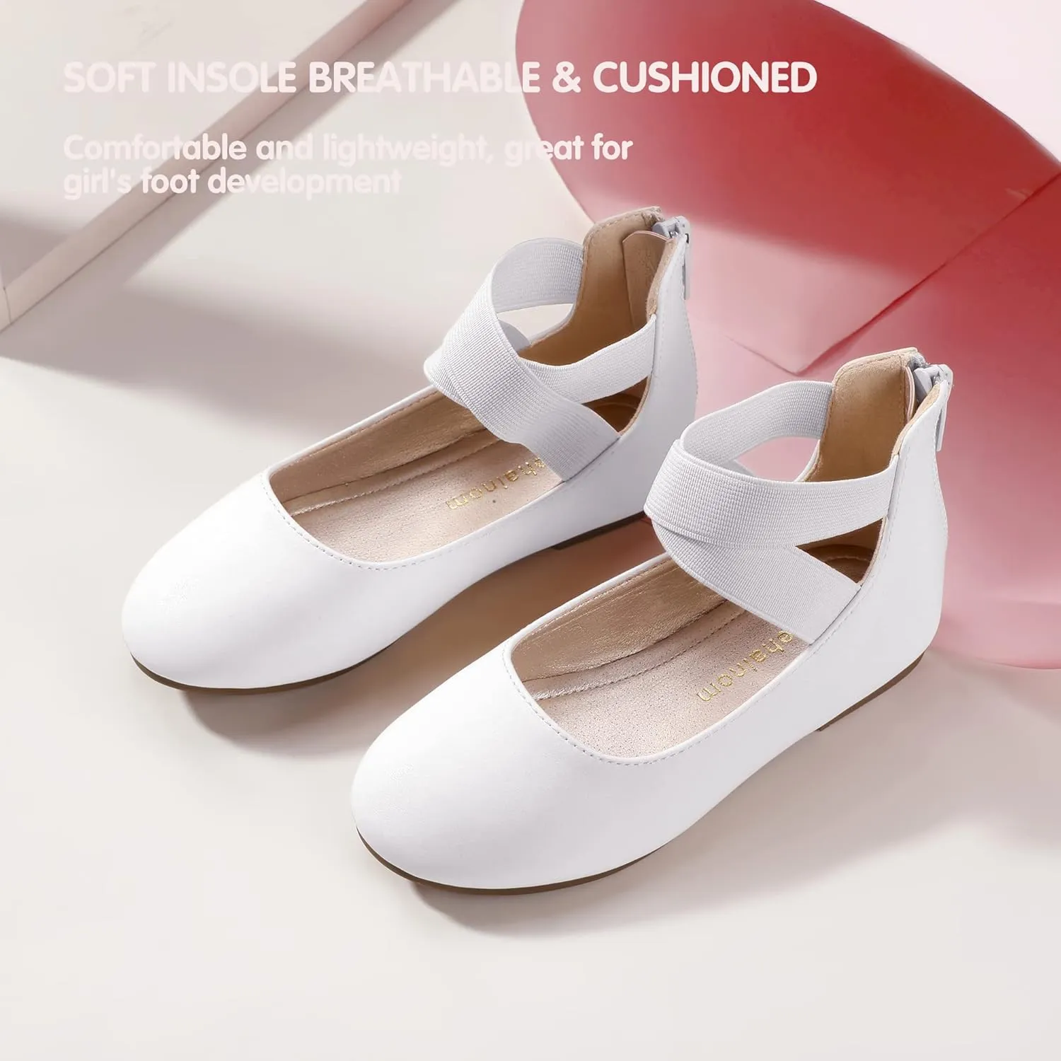 Hehainom Girls Dress Shoes Toddler Little Kids Gracy Ballet Mary Jane Ballerina Flats with Elastic Ankle Strap