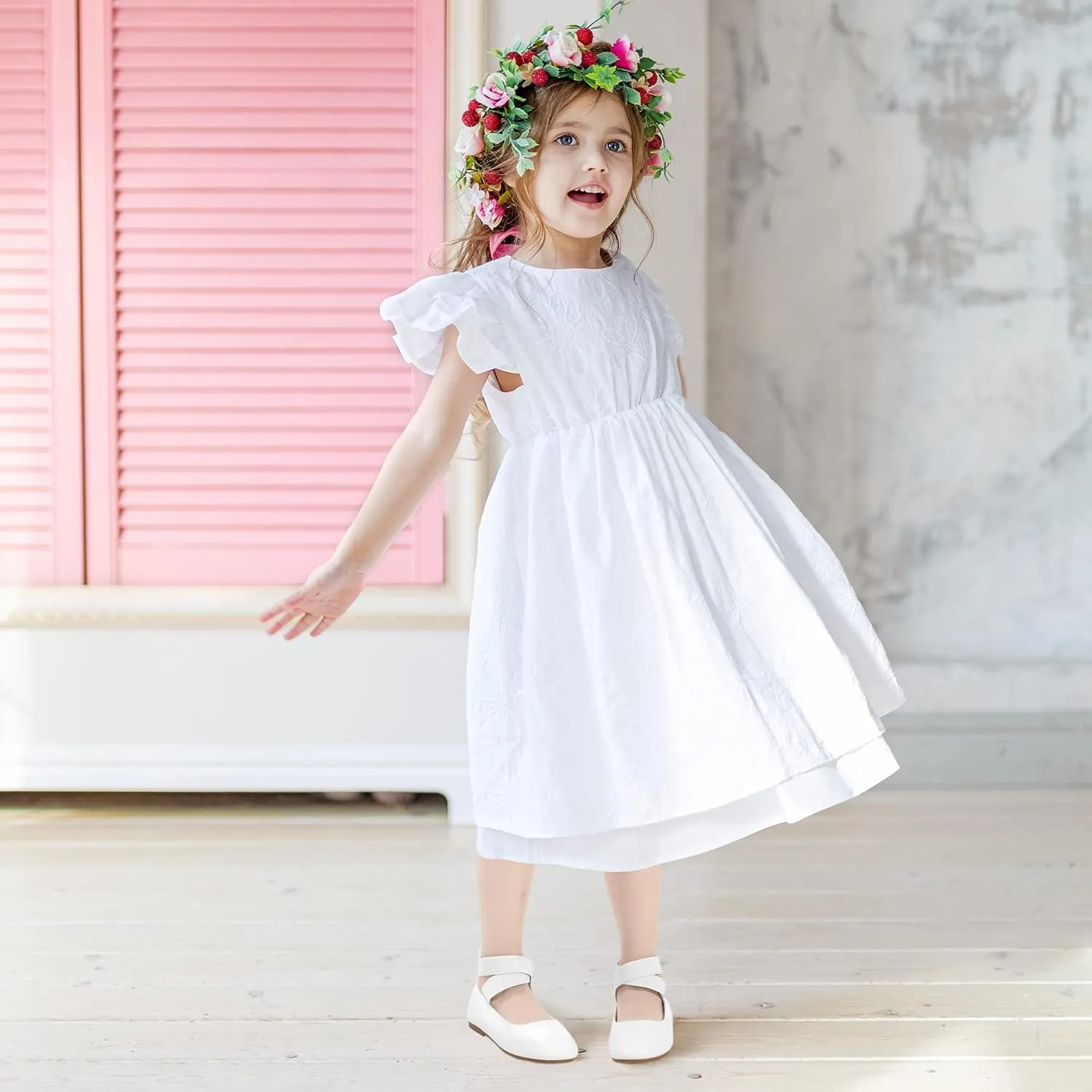 Hehainom Girls Dress Shoes Toddler Little Kids Gracy Ballet Mary Jane Ballerina Flats with Elastic Ankle Strap