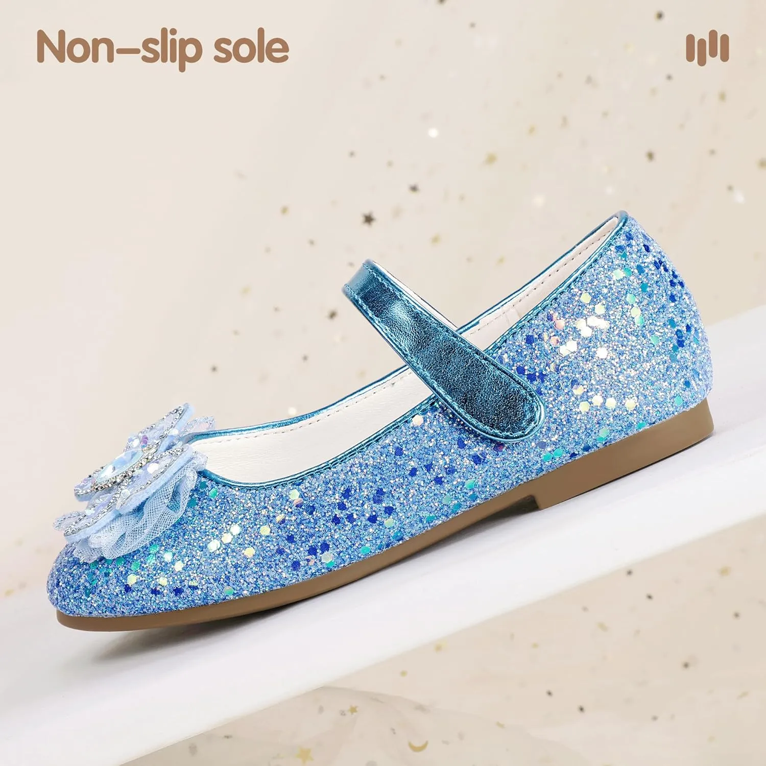 Hehainom Toddler Dress Shoes Mary Jane Ballet Flats Sparkly Bow Little Kid Girls Wedding Party Shoes