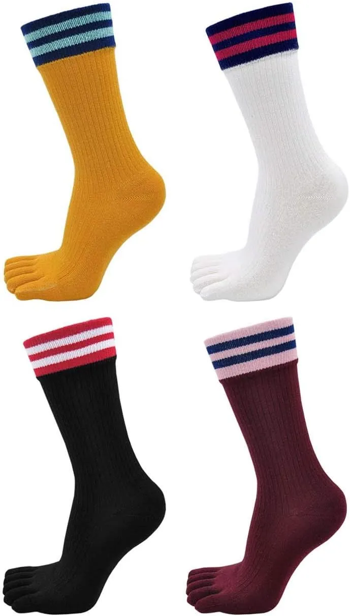 Hellomamma Women's Toe Sock Cute Cat Dog Ankle Sock Cotton Athletic Running Five Finger Socks for Girls