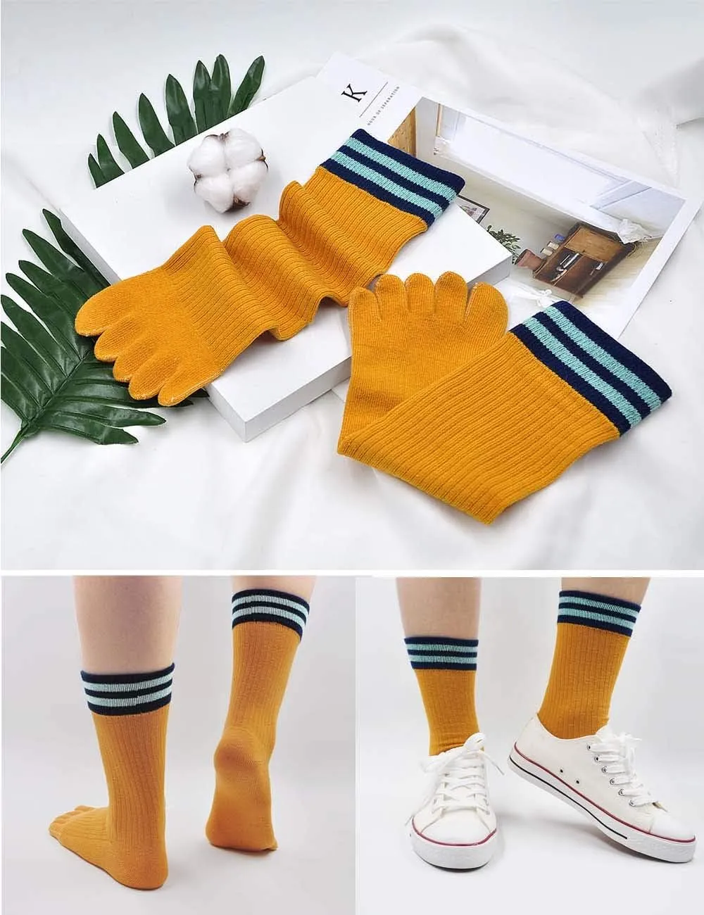 Hellomamma Women's Toe Sock Cute Cat Dog Ankle Sock Cotton Athletic Running Five Finger Socks for Girls