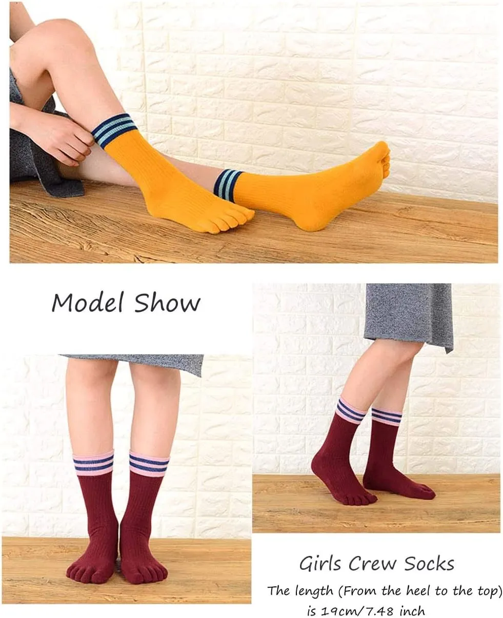Hellomamma Women's Toe Sock Cute Cat Dog Ankle Sock Cotton Athletic Running Five Finger Socks for Girls